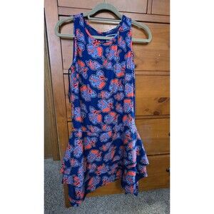 ANTHROPOLOGIE Peter Som X Made in Kind Tiered Floral Dress Size 4 Blue Red